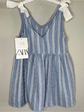 18-24m ZARA blue white stripe dress
